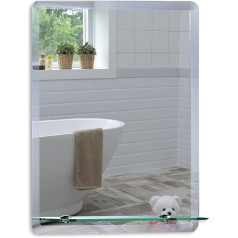 Neue Design Rectangular Bathroom Wall Mirror Modern Stylish With Shelf and Bevel Plain 3 Sizes - 70cm X 50cm, 60cm x 45cm or 50cm x 40cm (50cm X 40cm)