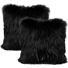 LIGICKY Set of 2 Faux Fur Cushion Covers Plain Plush Soft Artificial Fur Throw Pillow Case Decorative Square Cushion Decorative Cushion for Sofa Bedroom Car 40 x 40 cm White