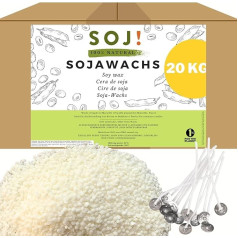 100 Wicks Included. - 20kg - Soy Wax Special for Watering Candles, Non-GMO in Marseille, Candle Wax, Vegetable Wax