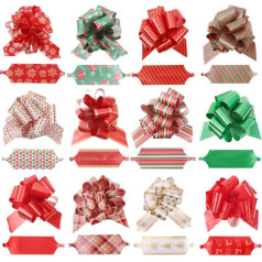 Jrancc Gift Ribbon Bow 12 Pieces DIY Christmas Arch Artificial Flower for Christmas Wedding Birthday Gifts Sugar Bags Gift Decoration