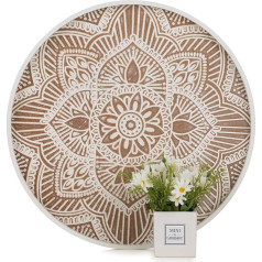 Hanobe Wooden Tray Decorative Tray Round: Vintage Decorative Tray White 45 cm Rustic Serving Tray Wood Small Round Candle Tray Shabby Chic Small Candle Tray Round for Tea Light Kitchen Table