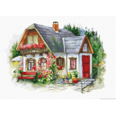 Luca-S BU4005 Beautiful Country House Counted Cross Stitch Kit, Cotton, Multi-Colour, 34 x 24 cm