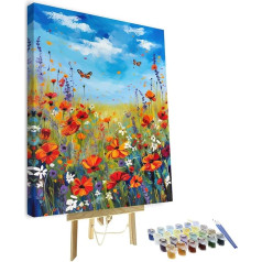 Flowers Paint by Numbers with Brushes and Acrylic Pigments Nature Landscape Adult Painting by Numbers Kits DIY Oil Painting by Numbers for Adults Crafts 40 x 50 cm (Frame)