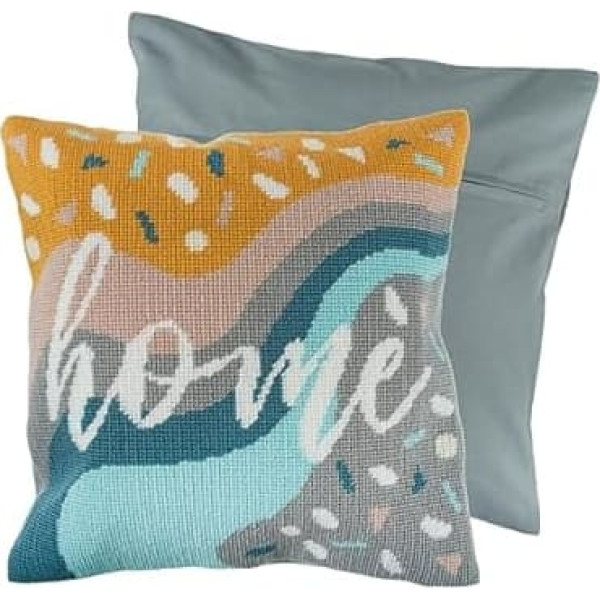 Trimits Cross Stitch Cushion Kit, Cushion Backing, Pre-printed Canvas, Thread and Needle Included, 40 x 40 cm, Home