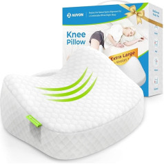 AUVON Knee Pillow for Side Sleepers, Leg Pillow with Cooling Ice Silk Fabric for Comfortable Sleep, Memory Foam Pillow for Legs, Knees and Back 31 x 27 x 7 cm