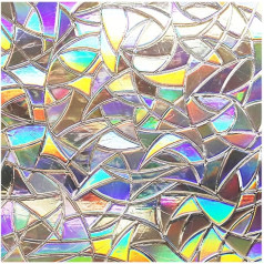 sourcing map Sichtschutzfolie für Fenster, Buntglas, 3D-Aufkleber, Sonnenschutz, statisch, haftend, nicht klebend, Fensteraufkleber für Zimmer, Heimdekoration, 30 x 200 cm