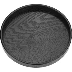 Round Serving Tray, Non-Slip Solid Wood Tea Coffee Snacks Meal Serving Tray Plate Restaurant Trays Black Decorative Tray Round Tea Coffee Tray Bar Drinks Food Serving Trays (21cm)
