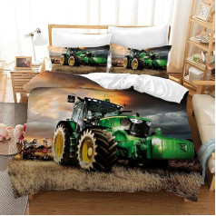 3D Tractor Bed Linen Set, Tractor Pattern Printed Futon Cover for Children Boys, Soft, Comfortable, Breathable Microfibre, Children's Room, Decorative Futon Cover with Zip Closure (T3.200 x 200 cm)