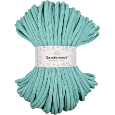 Cotton Cord 9 mm 50 m, Many Colours, Macrame Yarn, Cotton Yarn, Braided Cotton Cord 9 mm with Core, Macrame Cord, Crochet Cord, Cord 9 mm, Crochet Bag (Light Green)