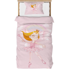 DJDEA Children's Girls Pink Duvet Cover 90 x 190 cm Single Duvet Cover with 1 Pillowcase 40 x 60 cm with Zip - Single Duvet Cover Microfibre