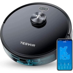 Tesvor S4 Robot Vacuum Cleaner with LiDAR Laser Navigation, Creating Precise Virtual Space Maps, 2200 Pa, Up to 100 Minutes Battery Life, Space Grey
