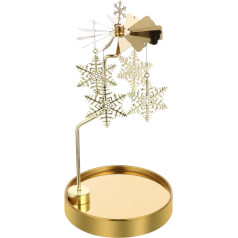 Uonlytech Tea Light Carousel Christmas Tea Light Holder Gold Rotating Candle Holder Metal Candle Holder Snowflake Pendant Gifts for Valentine's Day Wedding Table Decoration Votive Advent Decoration