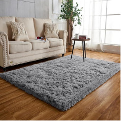 Achiiso High Pile Rug, Grey Fluffy, Washable Soft Rug, Cosy Rug, Children's Room Rugs (Grey, 120 x 160 cm)