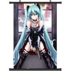 KARMA-X Large 60 x 90 cm Vocaloid Kakemono Scroll Picture Anime Manga Fabric Poster Wall Scroll Poster Wall Decoration Gift Miku Black