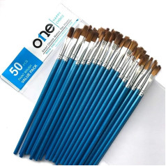 50pcs Flat Brush Set Acrylic Oil Watercolor Painting Precision Makeup Dry Brush Set