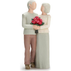 Carracci Loving Older Couples Figures, Wedding Anniversary Statues for Home Decoration, Shaped Hand-Painted Figures Gifts for Parents, Grandparents