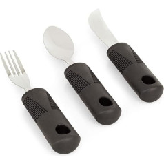 Ergonomic Seniors Cutlery with Rubber Handle Thickening Set of 3 Including Spoon Fork Knife