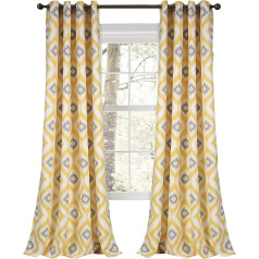 Lush Decor Window Curtain Panel Set Yellow/Gray 0