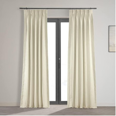 Half Price Drapes PDCH-KBS2BO-96-FP Pleated Blackout Vintage Textured Faux Dupioni Silk Curtain, Off White, 25 x 96