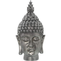 DRW Silver Plated Resin Buddha Head 18 x 18 x 35.5 cm