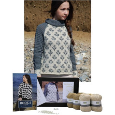 DesignEtte Broken Snowflakes Knitting Set, Green/White, M/L, 13 Count