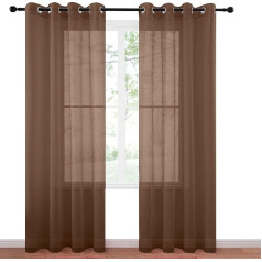 BOD HOME Translucent Living Room Curtain, Pack of 2, Modern Plain Curtains for Bedroom with Soft Fabric, Decorative Curtains 140 x 260 cm with 8 Eyelets, Window Decoration, Brown