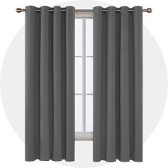 Deconovo Thermal Curtains, Opaque, Light Grey, 183 x 140 cm