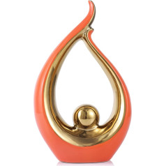 Home Decor Modern Abstract Art Orange Gold Ceramic Statue - Table Decoration for Living Room Office Coffee Table - Centerpiece for Dining Room TV Stand - Centerpieces for Coffee Table