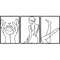 XIAOMAGG Pack of 3 Metal Wall Decoration, Waterproof Wall Decoration, Wall Sculptures for Hanging, Modern Wall Decoration Metal, Living Room Decoration, Minimalist Wall Art, Abstract Woman Home