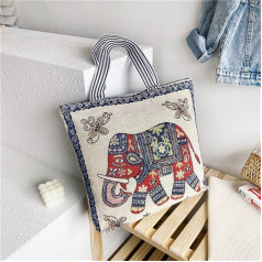 VHIMASA Knitting Bag Portable Craft Bag Storage Bag with Zipper Elephant Pattern Crochet Bag for Yarn Knitting Needle Bag for Women