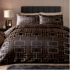 SOIRE'E Soiree Bardon Jacquard Duvet Cover Set, Double, Black