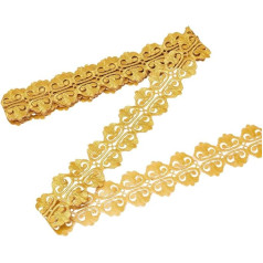 NBEADS 4 m Gold Embroidery Polyester Ribbons, 7.9 cm Width, Self-Adhesive Gold Rod Lace Trim, Iron-On Metallic Flower Lace for Sewing Costumes, Dresses, Home Decoration