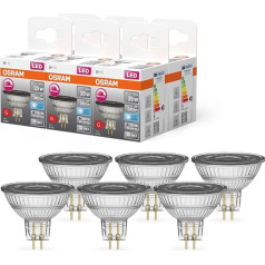 OSRAM Superstar GU5.3 Base Reflector Bulb, Clear Glass, Cool White (4000K), 345 Lumens, Replacement for Conventional 35W Bulbs, Dimmable, Pack of 6