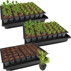 KRONLY Sturdy Propagation Plates with Saucer, 120 Plant Holes, Seed Plate for Cultivation, Pack of 3