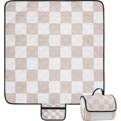 Picnic Blanket, Waterproof, 200 x 200 cm, Large Boho Beach Blanket, Sand-Free for 4-6 People, Washable and Portable Beach Mat and Carry Handle, Picnic Blanket for Beach, Camping, Garden, Travel -