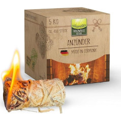 Heumüller Holzwolle Premium Wood Wool Lighter, 5 kg (approx. 400 Pieces), Eco Lighter Made of Wood Wool & Wax, Long Burning Time and Odourless, Ideal for Fireplace, Grill & Fire Pits