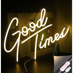 Looklight Neon Sign Warm White Good Times Neon Signs LED Neon Light USB Operated Letters LED Neon Sign for Wedding, Birthday, Anniversary, Party, Bedroom, Bar, Pub