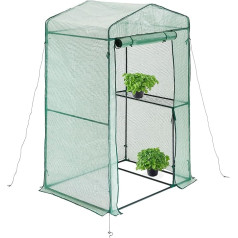 Relaxdays Foil Greenhouse, H x W x D: 185 x 125 x 95 cm, Walk-In Propagation House with Shelf, Iron & PE, Zip, Green