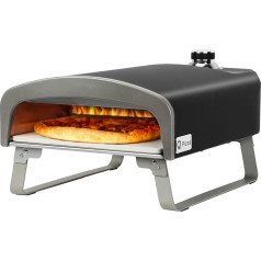 Q Pizza Gas Pizza Oven, Portable 50 mbar Outdoor Pizza Oven with 33 cm Pizza Stone for Garden, Black