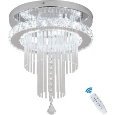 Deckrico Crystal Chandelier 30 cm Modern LED Ceiling Light Dimmable with Remote Control Lighting for Kitchen, Bedroom, Hallway (Dimmable)