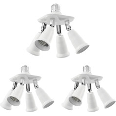 ledscom.de E27 Socket 4-Way Splitter Adapter White Pack of 3