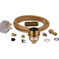 Premium Brass Lamp Set E27 Lamp Holder with Round Gold Flex in Line Switch and 3A UK Plug