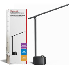 Honeywell Upgraded LED Desk Lamp - H01 Pro Sunturalux™ Folding Desk Lamp with USB A+C Charging Port, 3 Colour Modes Dimmable Table Lamp for Home Office Reading (Black)
