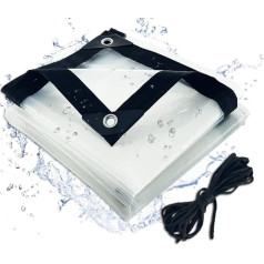 Tarpaulin Waterproof Transparent Tarpaulin with Eyelets, Tarpaulin, Protective Cover, Weatherproof Tarpaulin for Outdoor Garden Furniture, Plants, Greenhouse, Pet Hutch Roof (3 x 4 m)