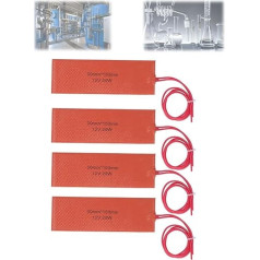 12 V 20 W Silicone Heating Pad Pack of 4, 120-150 °C Temperature Range Fast Heating 50 x 150 mm Flexible Heating Mat Silicone Heating Mat for Industrial System Pipes