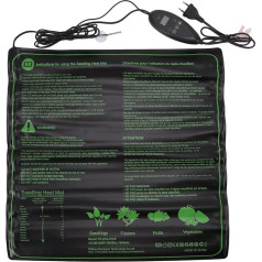 Mokernali Plant Heating Pad, 50 x 50.6 cm, Plant Heat Mat, Seedling Heating Cushion, with 6-Level Adjustable Temperature, Waterproof, for Plant Germination (Norma Europea)