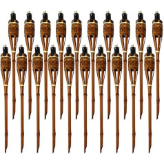 Moritz Pack of 20 Bamboo Torches Deluxe 90 cm Dark Brown Garden Torch Oil Torches Garden Decoration Oil Lamp Path Light