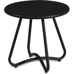 YIYAN Outdoor Side Tables, Small Garden Table, Round Patio Side Table Steel Accent Side Table for Patio, Yard, Garden, Indoor and Outdoor (Black)