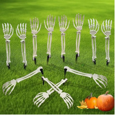 Lodou Halloween-Zombie-Armpfähle, realistische Skelettpfähle, Halloween-Dekorationen für Rasenpfähle, Garten, Halloween-Skelett-Dekoration (12)