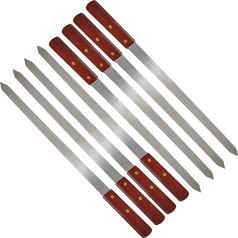 Adana Flat Barbecue Skewers, Stainless Steel, 60 cm Meat Fork, Extra Long Kebab Skewers, Meat Skewers, Barbecue Accessories for Barbecue Utensils, Pack of 8